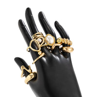 Thumbnail for 11 Pcs Barqoue Pearl Inlaid Waterdrop Hoop Ring Set - ArtGalleryZen
