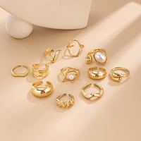 Thumbnail for 11 Pcs Barqoue Pearl Inlaid Waterdrop Hoop Ring Set - ArtGalleryZen