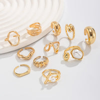 Thumbnail for 11 Pcs Barqoue Pearl Inlaid Waterdrop Hoop Ring Set - ArtGalleryZen