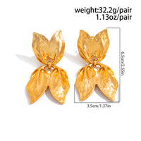 Thumbnail for Gold Silver Leaf Dangle Earrings Duo Tone Botanical Statement Jewelry