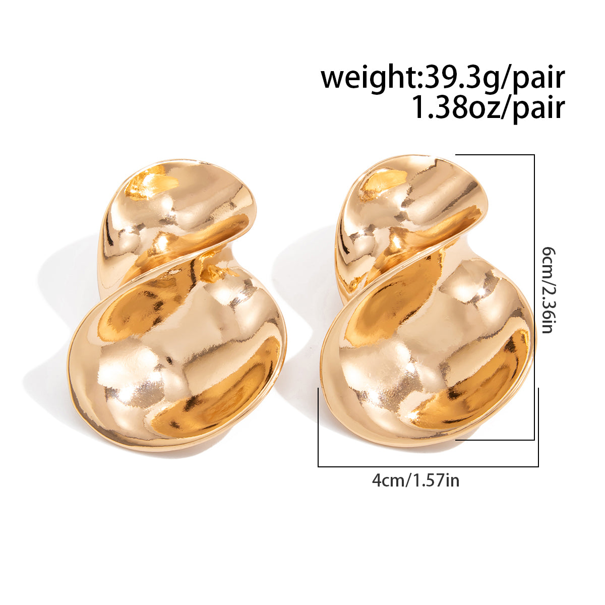 Abstract Curved Ribbon Stud Earrings Chunky Geometric Statement Jewelry