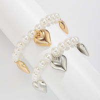 Thumbnail for 2 Pcs Heart Charm Pearl Chain Anklet Set - ArtGalleryZen