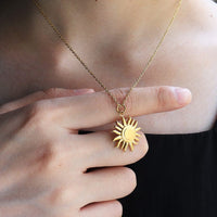 Thumbnail for 24K Gold Filled Stainless Steel Sun Necklace - ArtGalleryZen