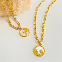 Thumbnail for 24K Gold Plated Sol And Lune Celestial Necklace - ArtGalleryZen