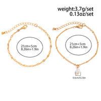 Thumbnail for Pearl Charm Saturn Chain Anklet Set 2pcs - Boho Layered Beach Ankle Bracelet