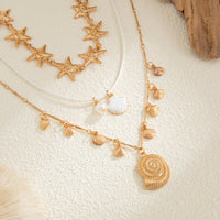 Thumbnail for 3 Pcs Bohemia Enamel Shell Conch Starfish Charm Wax Cord Necklace Set - ArtGalleryZen