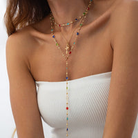 Thumbnail for 3 Pcs Elegant Cross Pendant Colorful Crystal Chain Y Necklace Set - ArtGalleryZen