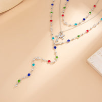 Thumbnail for 3 Pcs Elegant Cross Pendant Colorful Crystal Chain Y Necklace Set - ArtGalleryZen