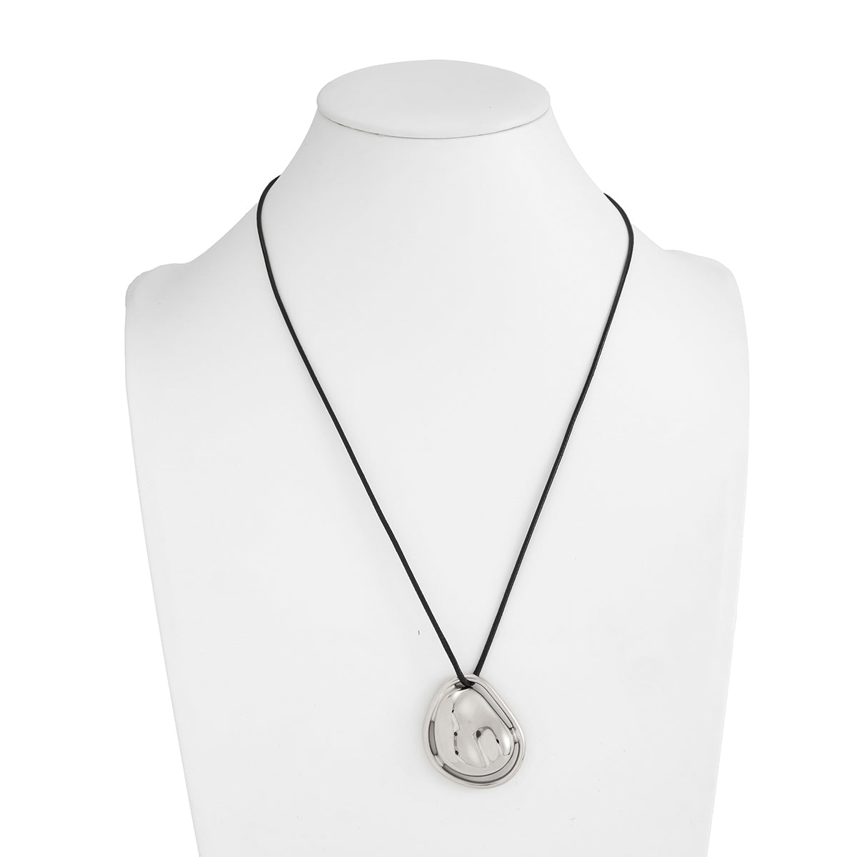 Geometric Pendant Wax Cord Necklace 31in Adjustable Gold Silver