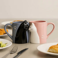 Thumbnail for 3D Kissing Cat Couple Ceramic Mug Set - ArtGalleryZen