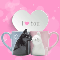 Thumbnail for 3D Kissing Cat Couple Ceramic Mug Set - ArtGalleryZen