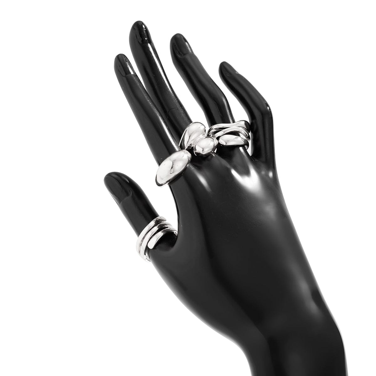 4 Pcs Chunky Abstract Waterdrop Ring Set - ArtGalleryZen