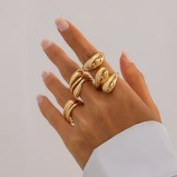 Thumbnail for 4 Pcs Chunky Abstract Waterdrop Ring Set - ArtGalleryZen