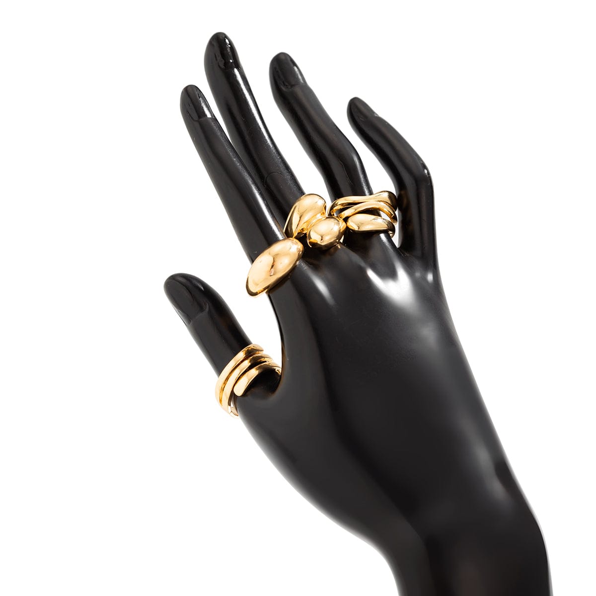 4 Pcs Chunky Abstract Waterdrop Ring Set - ArtGalleryZen