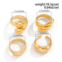 Thumbnail for 4 Pcs Chunky Abstract Waterdrop Ring Set - ArtGalleryZen