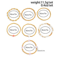 Thumbnail for 7pcs Pearl Beaded Bracelet Set Star Cross Charm Layered Stackable