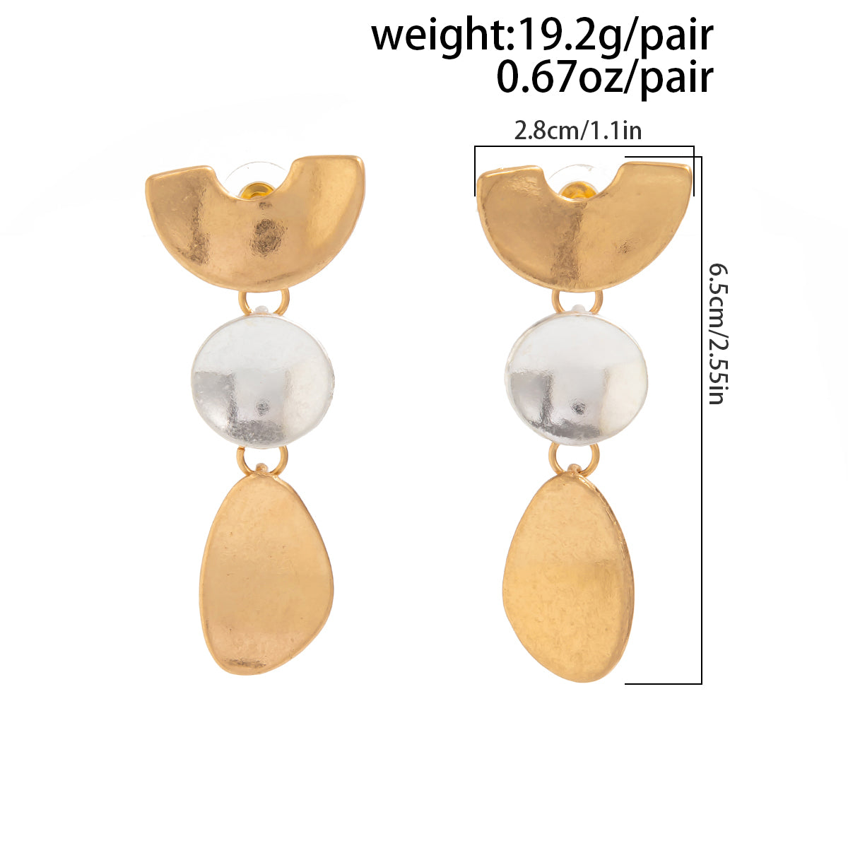 Geometric Pattern Dangle Earrings Gold Silver Plated Statement