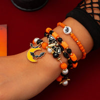 Thumbnail for 4Pcs Halloween Bat Moon Charm Crystal Pearl Beaded Bracelet Set - ArtGalleryZen