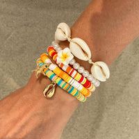 Thumbnail for 5 Pcs Boho Flower Starfish Conch Charm Polymer Clay Beaded Bracelet Set - ArtGalleryZen