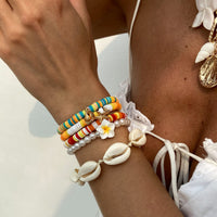 Thumbnail for 5 Pcs Boho Flower Starfish Conch Charm Polymer Clay Beaded Bracelet Set - ArtGalleryZen