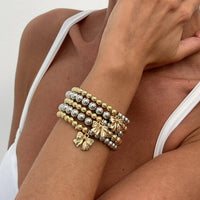 Thumbnail for 5 Pcs Gold Silver Tone Bowknot Charm Ball Chain Bracelet Set - ArtGalleryZen