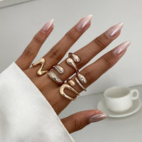 Thumbnail for 5 Pcs Rhinestone Inlaid Waterdrop Ring Set - ArtGalleryZen
