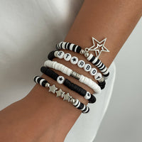 Thumbnail for 5 Piece Polymer Clay Beaded Bracelet Set Star Letter Charm Gift - ArtGalleryZen