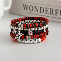 Thumbnail for 5 Piece Polymer Clay Beaded Bracelet Set Star Letter Charm Gift - ArtGalleryZen