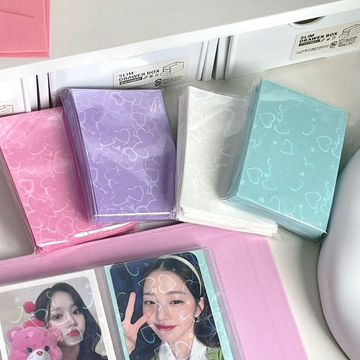 50Pcs/Pack Glitter Laser Heart Kpop Photocard Sleeves - ArtGalleryZen