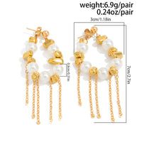 Thumbnail for Pearl Beaded Tassel Chain Dangle Earrings Long Drop Statement