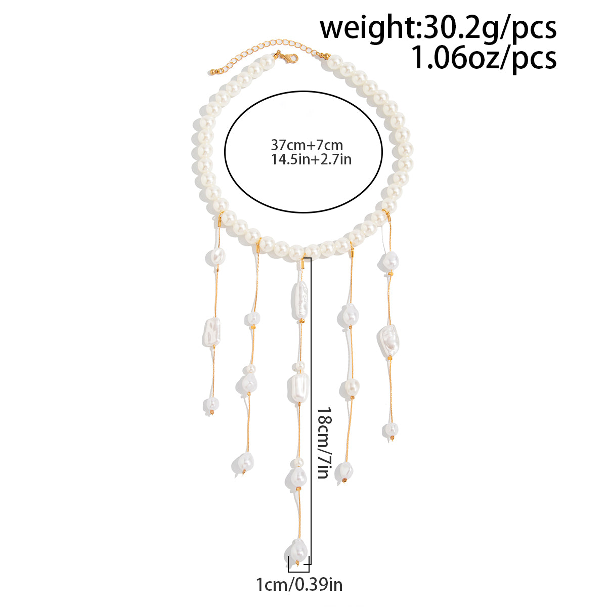 Baroque Pearl Raindrop Tassel Choker Necklace Elegant Wedding