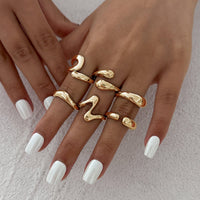 Thumbnail for 6 Pcs Minimalist Irregular Curved Ring Set - ArtGalleryZen