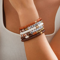 Thumbnail for 6 Pcs Thanksgiving Themed Polymer Clay Letter Beaded Stackable Bracelet Set - ArtGalleryZen