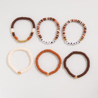Thumbnail for 6 Pcs Thanksgiving Themed Polymer Clay Letter Beaded Stackable Bracelet Set - ArtGalleryZen