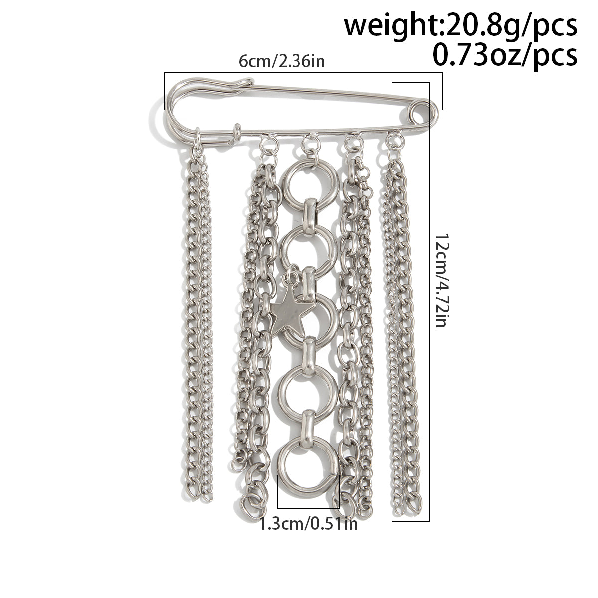 Star Tassel Trouser Pin Brooch - Decorative Pants Chain Clip Body Jewelry