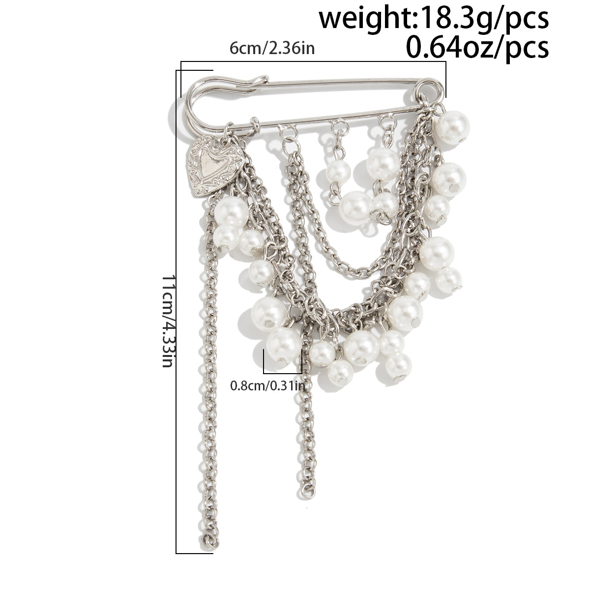 Pearl Heart Tassel Trouser Pin - Elegant Pants Brooch Jewelry