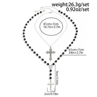 Thumbnail for Gothic Floral Cross Ball Chain Necklace Set 2pcs Layered Choker