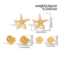 Thumbnail for Gold Silver Shell Starfish Earrings Set 3 Pairs Beach Jewelry