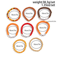 Thumbnail for 8 Pcs Thanksgiving Theme Crystal Letter Polymer Clay Beaded Stackable Bracelet Set - ArtGalleryZen