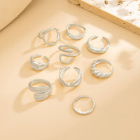Thumbnail for 9 Pcs Gold Silver Tone Hollow Waterdrop Cross Twisted Ring Set - ArtGalleryZen