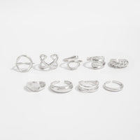 Thumbnail for 9 Pcs Gold Silver Tone Hollow Waterdrop Cross Twisted Ring Set - ArtGalleryZen