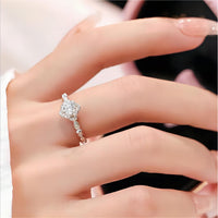 Thumbnail for 925 Sterling Silver Floral Moissanite Diamond Ring - ArtGalleryZen