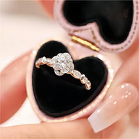 Thumbnail for 925 Sterling Silver Floral Moissanite Diamond Ring - ArtGalleryZen