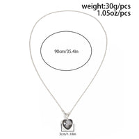 Thumbnail for Rhinestone Heart Pendant Long Chain Necklace - Toggle Clasp Jewelry