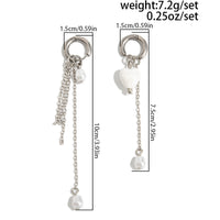 Thumbnail for Heart Pearl Tassel Huggie Hoop Earrings - Elegant Dangle Hoops