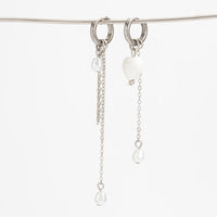 Thumbnail for Heart Pearl Tassel Huggie Hoop Earrings - Elegant Dangle Hoops
