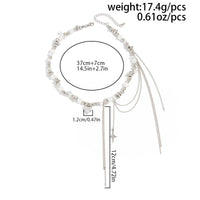 Thumbnail for Rhinestone Heart Pearl Choker Necklace - Beaded Chain Tassel Jewelry