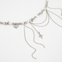 Thumbnail for Rhinestone Heart Pearl Choker Necklace - Beaded Chain Tassel Jewelry