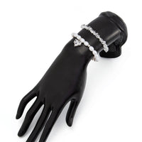 Thumbnail for Rhinestone Heart Charm Bracelet Set - 2pc Crystal Pearl Chain