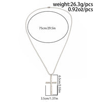 Thumbnail for Minimalist Cross Pendant Ball Chain Necklace - Long Silver Chain Jewelry